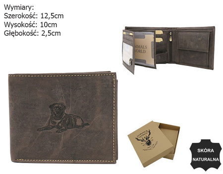 Portfel skórzany męski z wizerunkiem psa RFID N992-CHM-DOG-1 Brown
