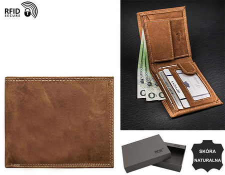 Portfel męski skórzany No Logo N0035-CHM-NL Cognac