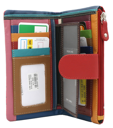 A large, hand-painted women's wallet made of genuine leather N18-SPW BTF Red No Logo