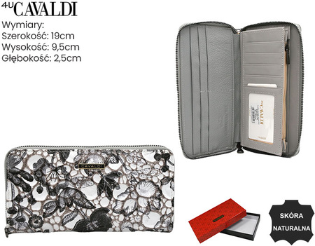 Portfel skóra + PU PN25-FL Black+White