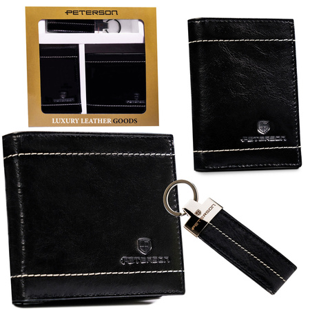 Men's gift set: leather wallet, cardholder and keychain Peterson PTN ZM59