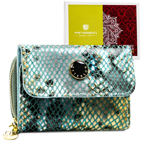 Mały portfel damski ze skóry naturalnej PETERSON PTN 423229-SFL Blue