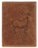 Leather wallet with the Aries zodiac sign RFID ALWAYS WILD N4-CHM-ARIE Cognac
