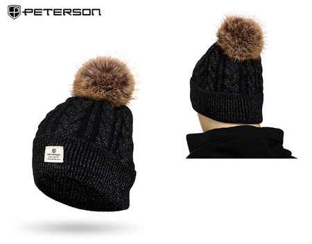 Czapka damska z odpinanym pomponem Peterson PTN HAT-06 Black