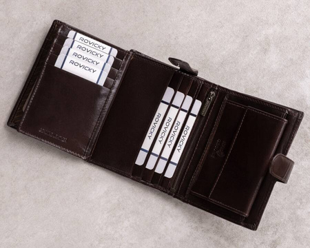 Portfel skórzany RFID ROVICKY PC-104L-BAR Brown