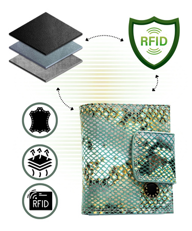 Portfel damski ze skóry naturalnej PETERSON PTN 42329-SFL Blue