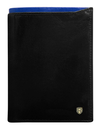 Men's leather wallet N4-RVT-6887 Black+Navy