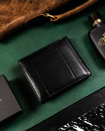 Gift set: natural leather wallet and leather keychain PETERSON PTN SET-M-N992-KCS