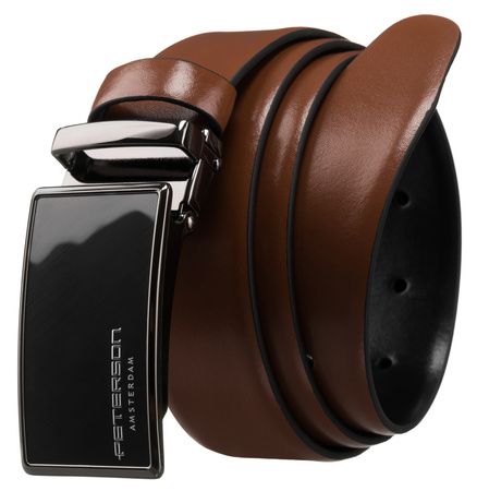 Gift Set: Reversible Men's Leather Belt + 2 Buckle PTN KL-B003 Peterson