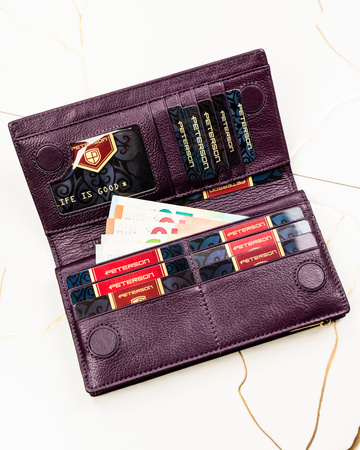 Portfel damski skóra naturalna+PU PTN PS1431-HNL Purple 