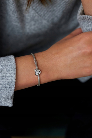 Silver heart-shaped charm adorned with cubic zirconia PETERSO CHP-023