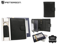 Zestaw prezentowy: skórzany portfel i brelok PETERSON PTN SET-M-N4L-D