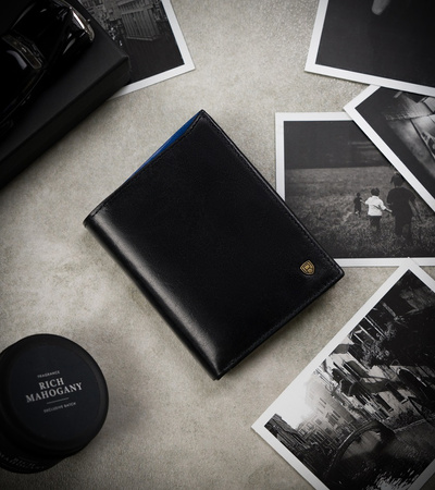 Men's leather wallet N4-RVT-6887 Black+Navy