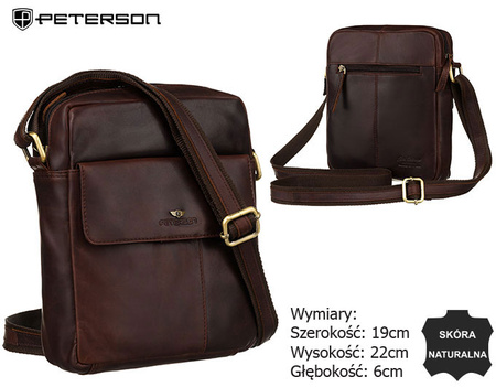 Męska torba ze skóry naturalnej na ramię PTN 719-OPU Brown