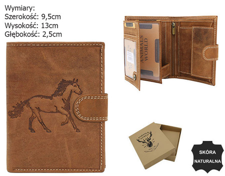 Leather wallet with an embossed image of a horse RFID ALWAYS WILD N4L-CHM