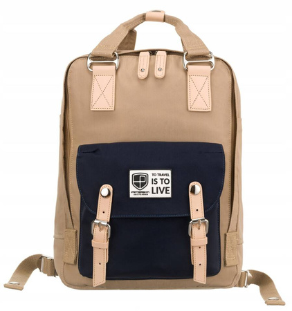 Plecak z poliestru PETERSON PTN 2023-4 Beige+Navy