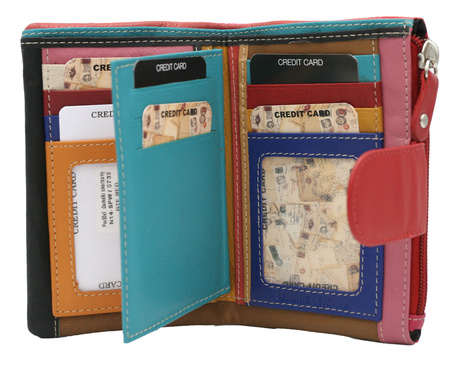 Hand-painted women's wallet made of genuine leather N14-SPW BFT Red No Logo