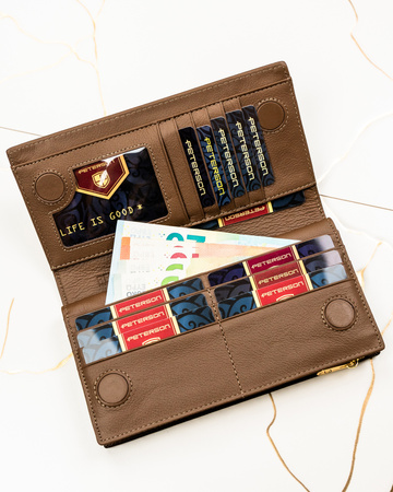 Portfel damski skóra naturalna+PU PTN PS1431-HNL Brown