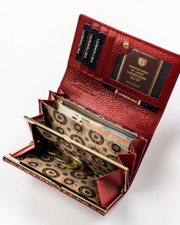 PETERSON PTN PL-466-BLACK RED RFID leather wallet