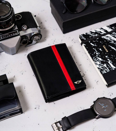 Portfel męski skórzany PTN N62-VTP BL-RED