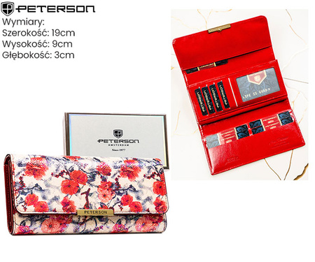 Portfel damski ze skóry ekologicznej PTN 006-BKY White-Red