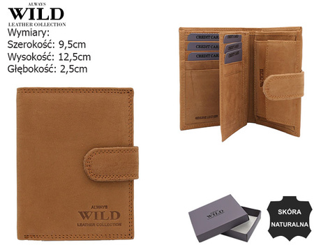 Vertical leather wallet CZ-04L-HLF Cognac