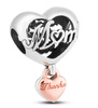 Silver Filigree Heart Charm with the Inscription "Thank You for being there Mom" by PETERSON CHP-020