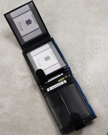 Portfel skórzany RFID ROVICKY N992L-RVT Black+Navy