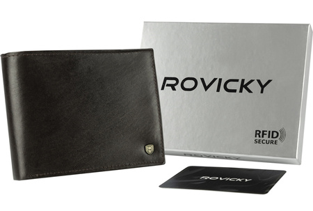 Portfel skórzany RFID ROVICKY N61-RVT D.Brown