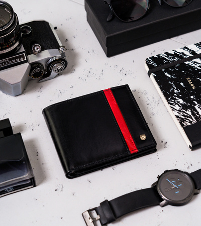 Portfel męski skórzany N01-RVTP-3012 Black-Red