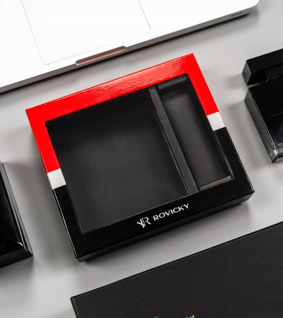 Men’s Gift Set: Leather Wallet and Keychain ROVICKY R-SET-M-N003-GVT