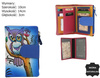 A leather hand-painted women's wallet with an owl motif N14-SPW OWL Blue No Logo