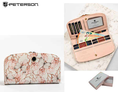 Portfel damski PU PTN 1841-F8 Beige Flower 03