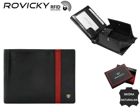Portfel męski skórzany N61-RVTP-3036 Black-Red