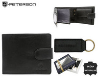 Gift set: leather wallet and key ring PETERSON PTN SET-M-N992L-GVT