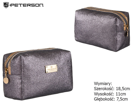 A glittering single-compartment travel vanity bag PTN KOS-L02-B Silver Peterson