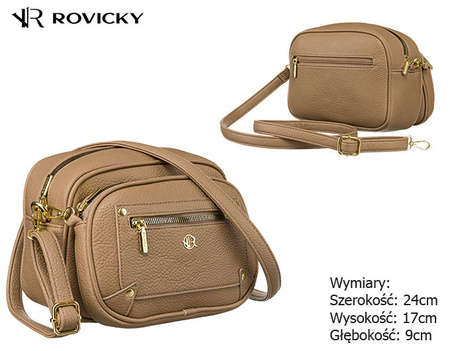 Set: handbag + pouch made from pebbled eco-leather PU R-KP-16-DN D.Beige