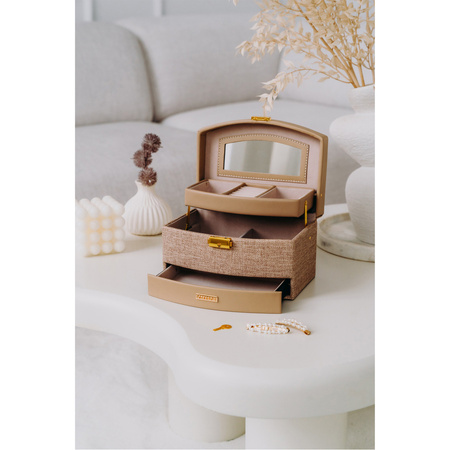 Szkatułka na biżuterię ze skóry ekologicznej Peterson PTN SZK-02 beige