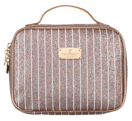 A glitter cosmetic bag with a handle PTN KOS-L03-B L.Pink Peterson
