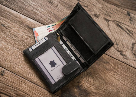 Duży męski portfel z naturalnej skóry nubukowej RFID N4-CHM-DOG-2 Black