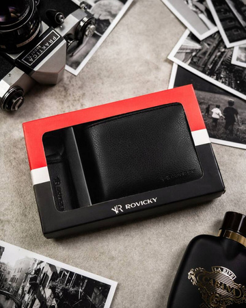 A two-piece gift set: Leatherette wallet & key ring set ROVICKY R-SET-M-N003-PUN