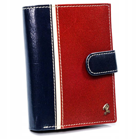 Portfel skórzany RFID ROVICKY 326L-RBA-D Navy+Red