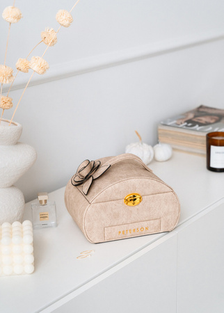 Beige Jewelry Box with Flower Decoration Peterson PTN SZK-01