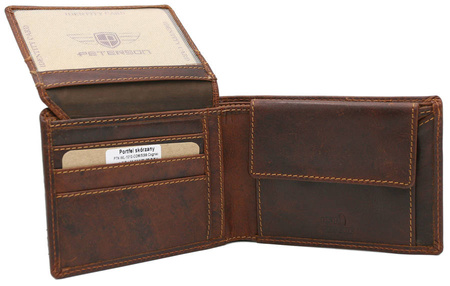 Portfel skórzany RFID PTN WL-1012-COM Cognac
