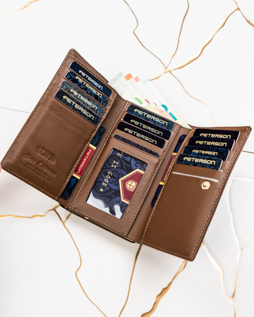 Portfel damski skóra naturalna+PU PTN PS108-HNL Brown