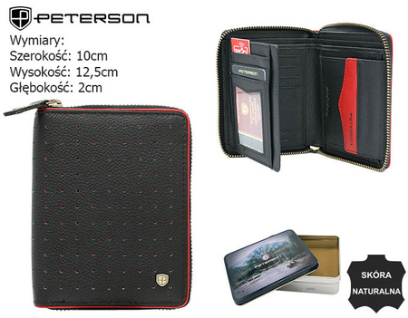 Portfel męski skórzany PTN 340.03 Black+Red