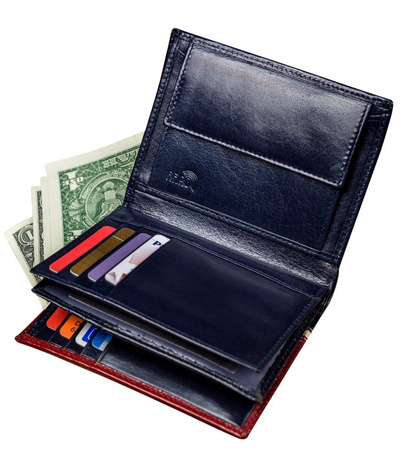 Portfel skórzany RFID ROVICKY 331-RBA-D BLACK-RED