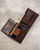 Leather wallet & key ring gift set PETERSON PTN SET-M-N003-CHM Brown