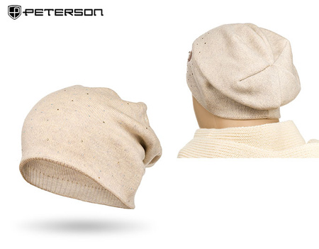 Women's Hat Decorated with Crystals PETERSON PTN HAT-05 Beige