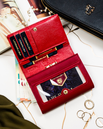 Portfel damski skóra naturalna+PU PTN PS445-HNL Red